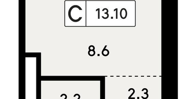 Студия, 13&nbsp;м²