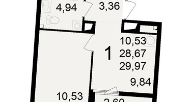 1-к. квартира, 28&nbsp;м²