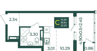 Студия, 22 м²