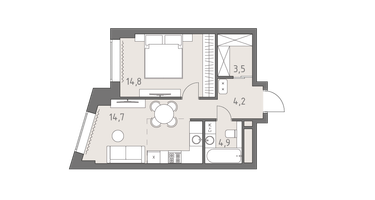 2-к. квартира, 38&nbsp;м²