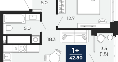 1-к. квартира, 41&nbsp;м²