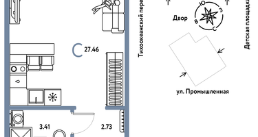 Студия, 27&nbsp;м²