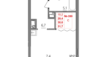 Студия, 30&nbsp;м²