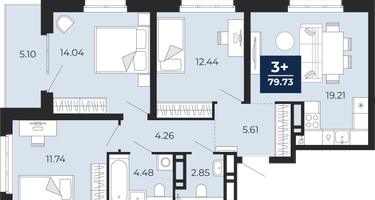 3-к. квартира, 74&nbsp;м²
