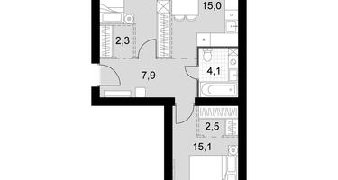 2-к. квартира, 61 м²