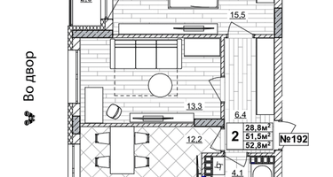 2-к. квартира, 52&nbsp;м²