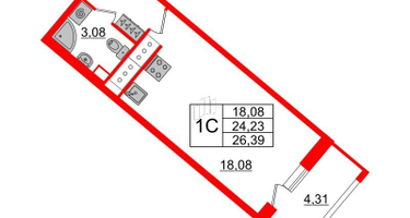 Студия, 24 м²