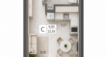 Студия, 22&nbsp;м²