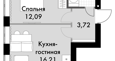 1-к. квартира, 35 м²