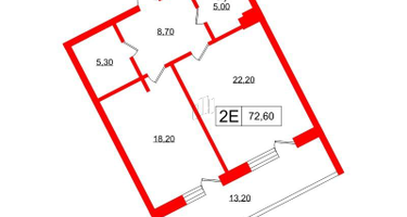 1-к. квартира, 65&nbsp;м²