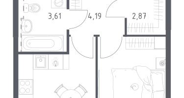 1-к. квартира, 30&nbsp;м²
