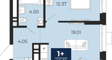 1-к. квартира, 42 м²