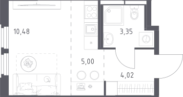 Студия, 22&nbsp;м²