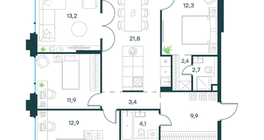 4-к. квартира, 94&nbsp;м²