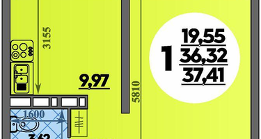 1-к. квартира, 37&nbsp;м²