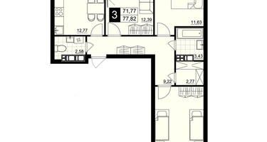 3-к. квартира, 74&nbsp;м²