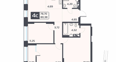 4-к. квартира, 80&nbsp;м²