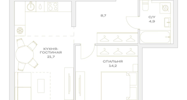 2-к. квартира, 49&nbsp;м²