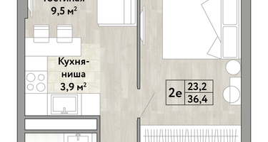 Студия, 36 м²