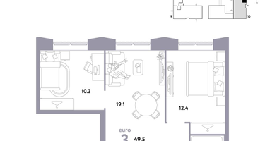 3-к. квартира, 49 м²