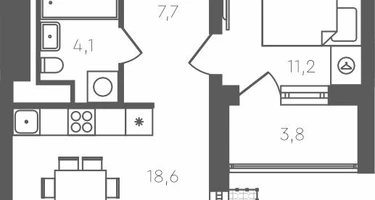 1-к. квартира, 49&nbsp;м²