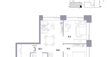 3-к. квартира, 52 м²