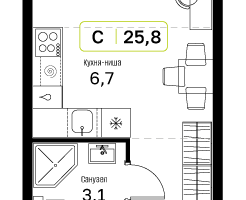 Студия, 25 м²