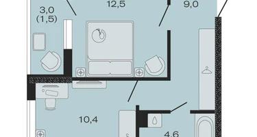 2-к. квартира, 53&nbsp;м²