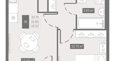 1-к. квартира, 33&nbsp;м²