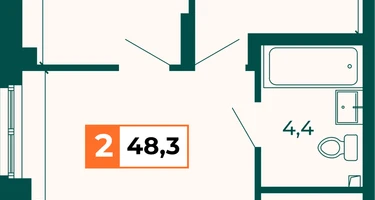 2-к. квартира, 48&nbsp;м²