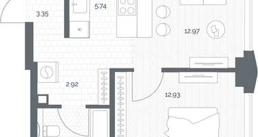 1-к. квартира, 42 м²