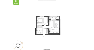 1-к. квартира, 48&nbsp;м²