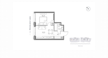 1-к. квартира, 33&nbsp;м²