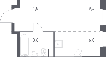 Студия, 22&nbsp;м²
