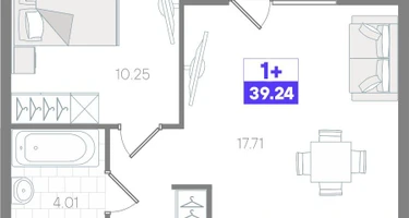 1-к. квартира, 39 м²