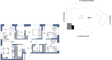 Студия, 83 м²