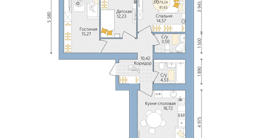 3-к. квартира, 81 м²