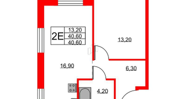 1-к. квартира, 41&nbsp;м²