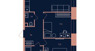 3-к. квартира, 55&nbsp;м²