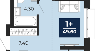 1-к. квартира, 45 м²