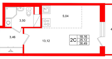 Студия, 25&nbsp;м²