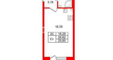Студия, 24&nbsp;м²