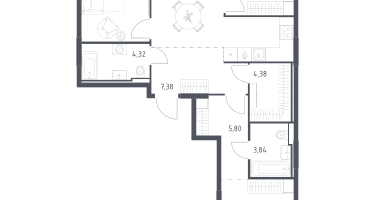 3-к. квартира, 83&nbsp;м²