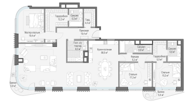 4-к. квартира, 205&nbsp;м²