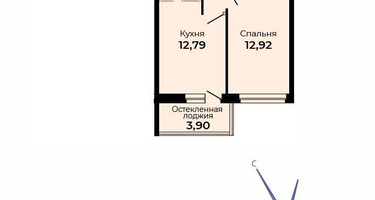 1-к. квартира, 37&nbsp;м²