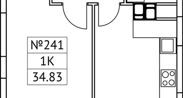1-к. квартира, 34&nbsp;м²