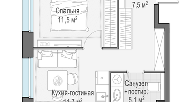 1-к. квартира, 35 м²