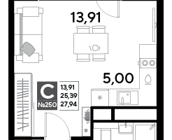Студия, 27&nbsp;м²