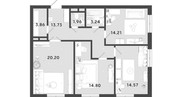 3-к. квартира, 86&nbsp;м²