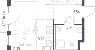 Студия, 26&nbsp;м²